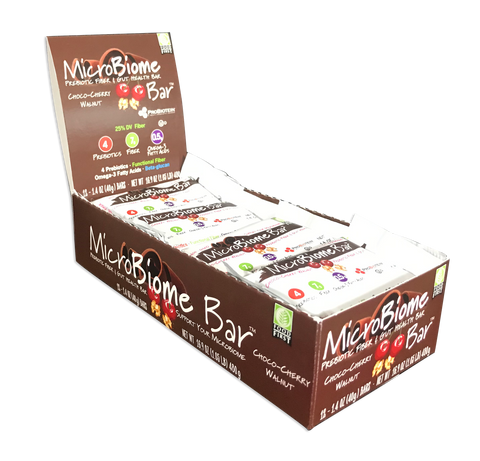 MicroBiome Bar® – Choco-Cherry Walnut – Box of 12 Bars – Discounts Available