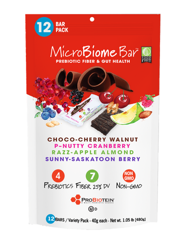 MicroBiome Bar® – Variety Pack – 12 Bars – 40g Each – 4 Flavors – FREE Shipping – Discounts Available