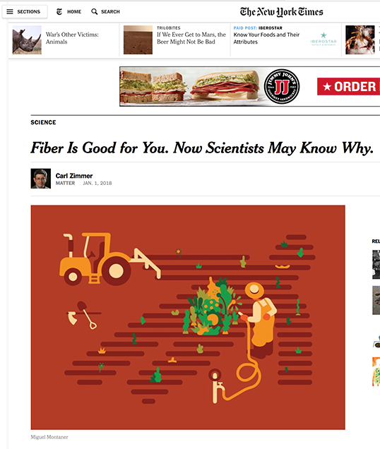NY Times: "Fiber Is Good for You. Now Scientists May Know Why."