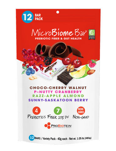 MicroBiome Bar® – Variety Pack – 12 Bars – 40g Each – 4 Flavors – Discounts Available