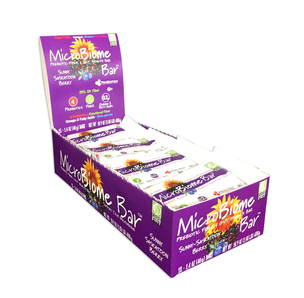 MicroBiome Bar® – Sunny-Saskatoon Berry - Box of 12 Bars – FREE Shipping – Discounts Available