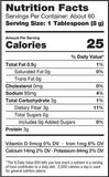 Nutrition Facts, Servings Per Container: about 60, Serving Size: 1 Tablespoon (8g), Calories per serving 25